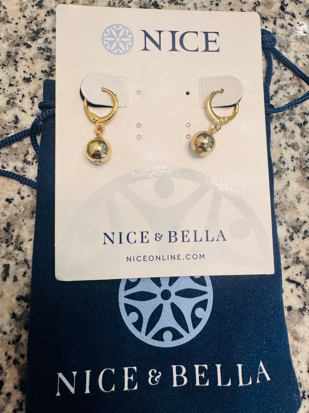 Gold Ball Drop Hoop Earrings - Gold